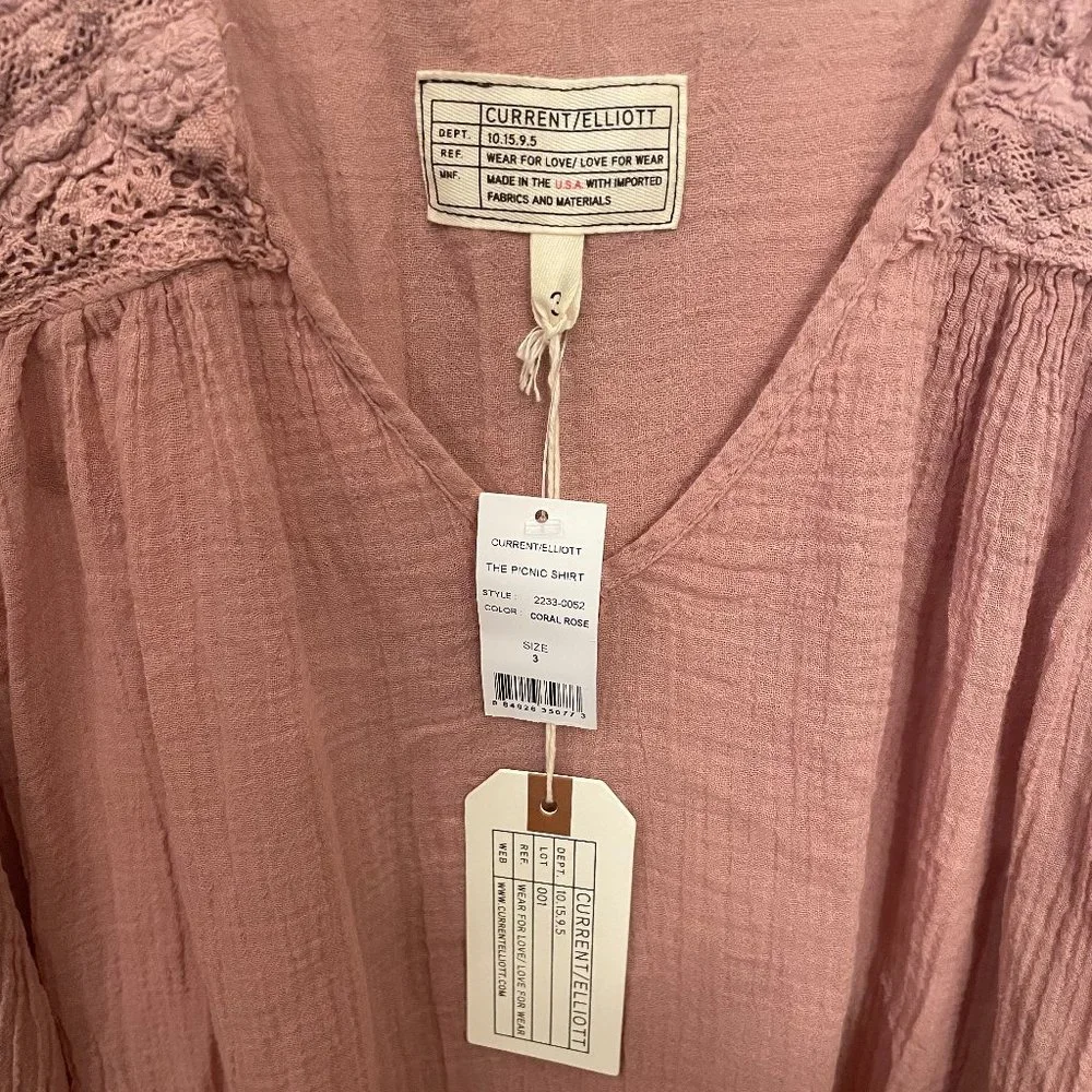 Current/Elliott Bohemian Coral Rose The Picnic Shirt - Picture 4 of 8